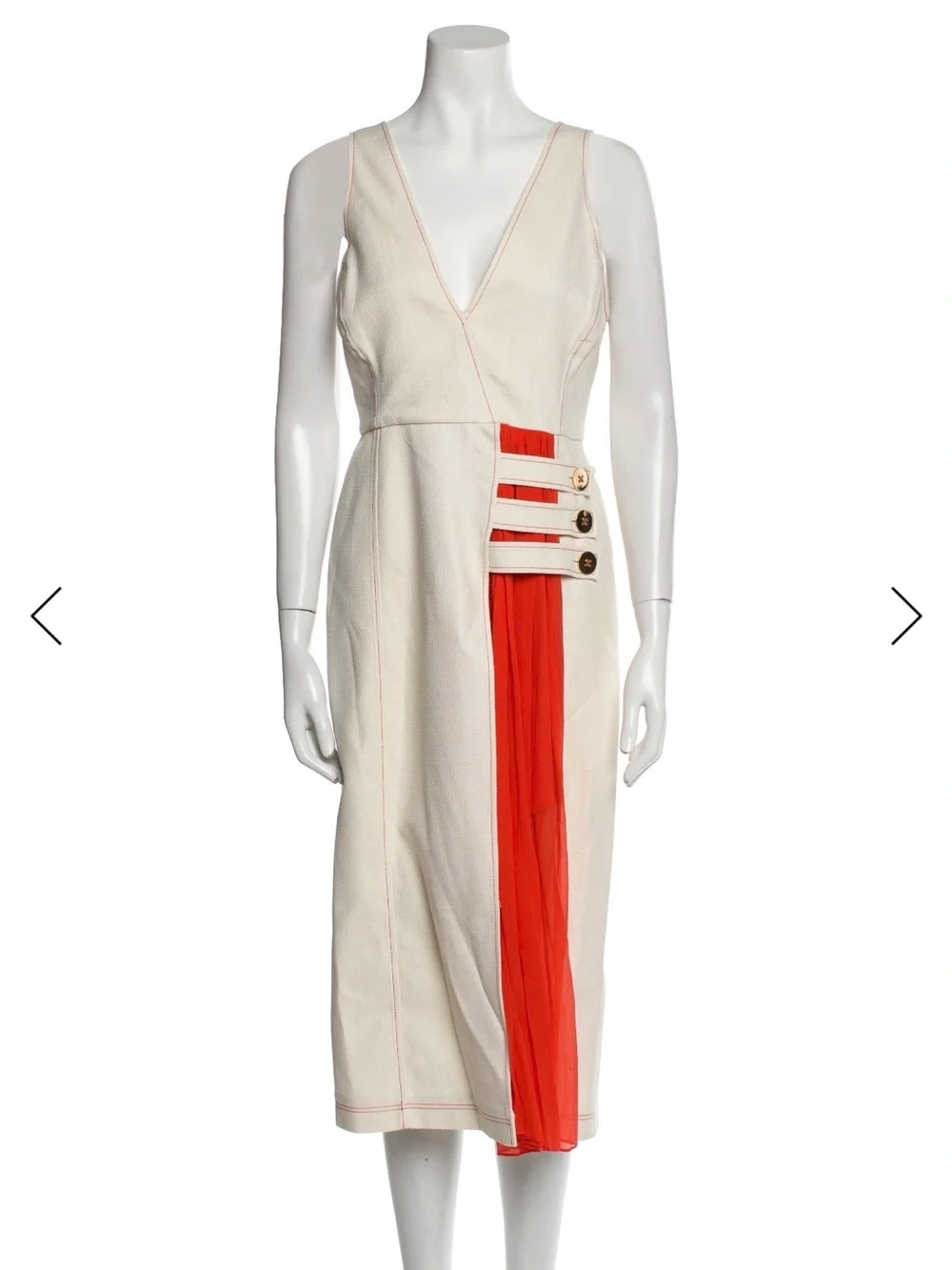 Alexis Cream Dress with Orange Front Panel